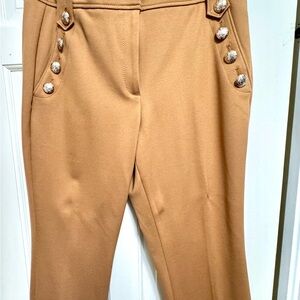 White House Black Market Tan Cropped Pants with Button Accents